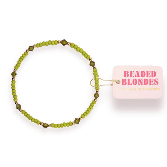 Beaded Blondes Eleanor Bracelet in Olive