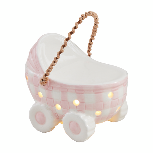 MUD PIE PINK BABY CARRIAGE LIGHT-UP SITTER