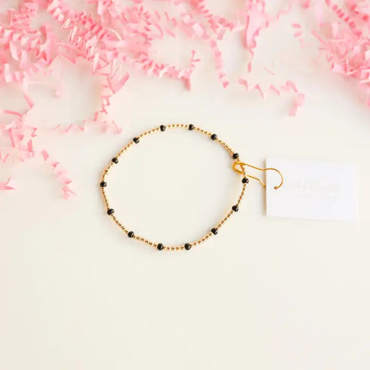 Beaded Blondes Black Dainty Poppi Bracelet