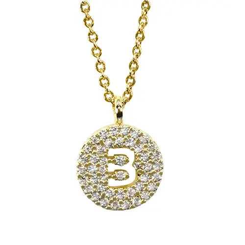 Maya J Pavé Disc Cut-Out Initial Pendant Necklace-B