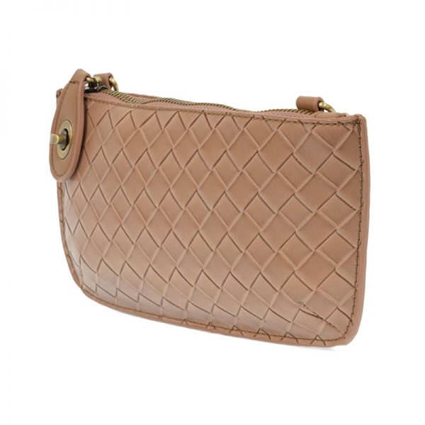 Joy Susan Faux Wide Woven Mini Crossbody Wristlet Clutch-Chestnut