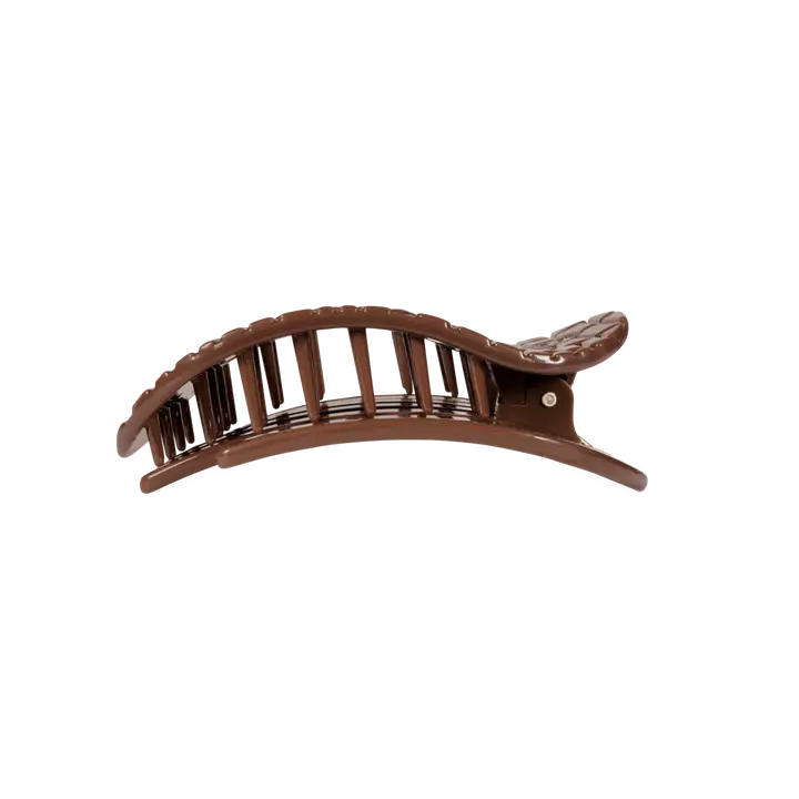 Teleties Brown Crocodile | Medium | Flat Round Hair Clip