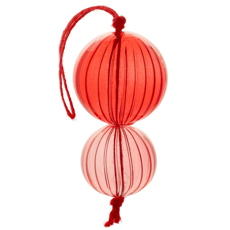 KARMA HANGING DOUBLE ORB RED GLASS ORNAMENT