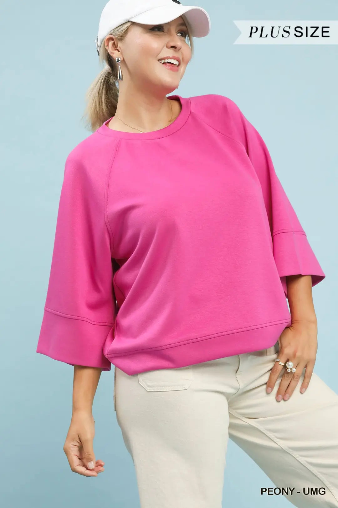 Umgee 3/4 Sleeved Drop Shoulder Top