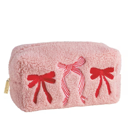 MUD PIE BOWS EMBROIDERED POUCH