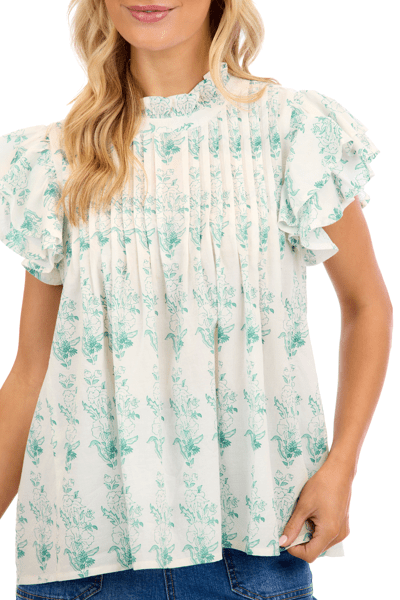 MUD PIE DOLLY FLUTTER TOP-WHITE