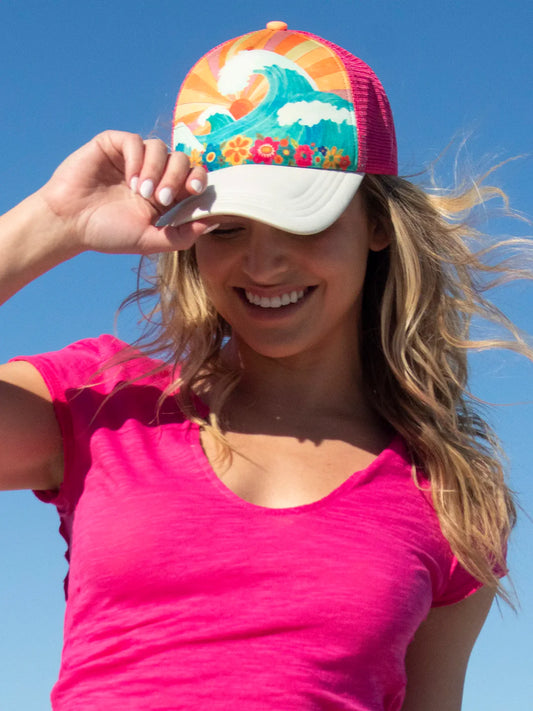 Natural Life Adjustable Trucker Hat-Waves