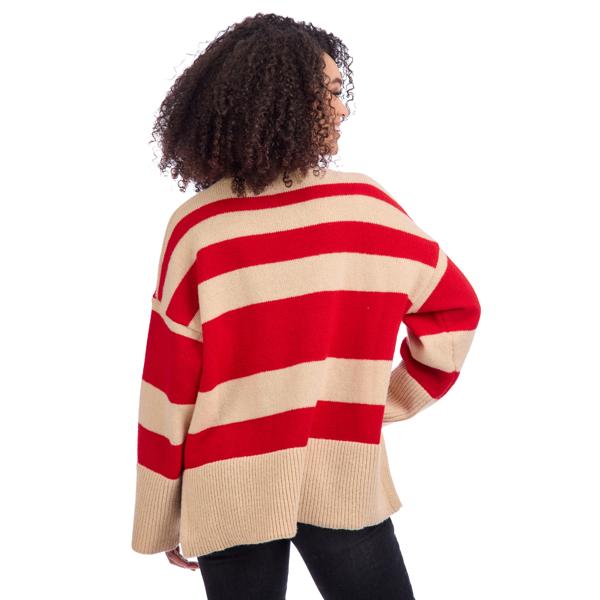 MUD PIE COSTNER STRIPED SWEATER-RED