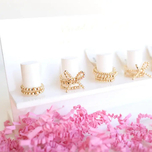 Beaded Blondes Gold Bow Rings