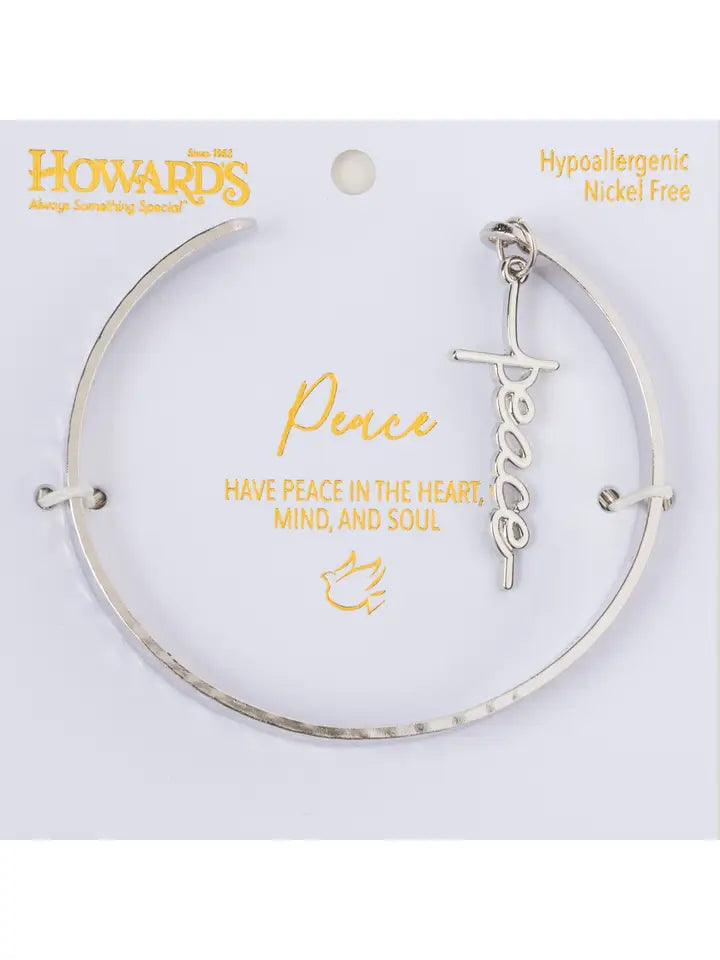 Howard's Inspirational Nina Peace Charm Cuff Bracelet