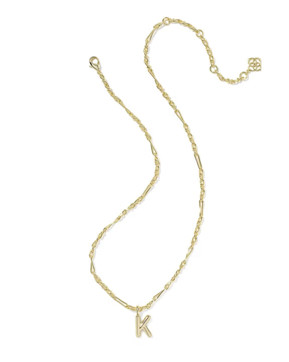 KENDRA SCOTT BUBBLE LETTER K SHORT PENDANT NECKLACE GOLD