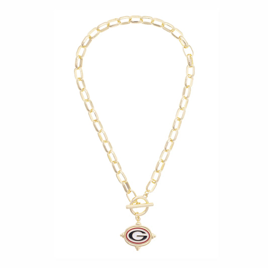 Canvas Style Georgia Bulldogs Logo Intaglio Necklace