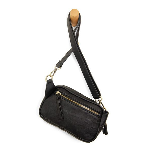 Joy Susan Kylie Double Zip Sling Belt Bag-Black