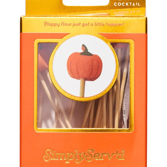 Sophistiplate Pumpkin Fall Cocktail Party Pick Toothpick 30 Wack Wood 6"