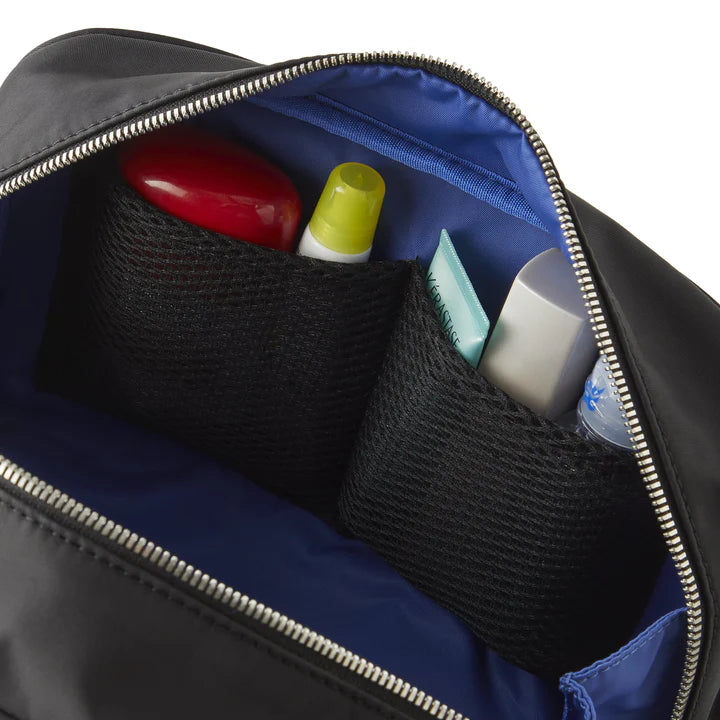 Kusshi Dopp Kit-Satin Black Fabric with Cool Blue Interior