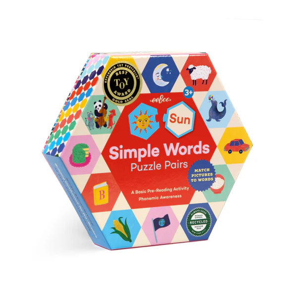 eeBoo Simple Words Hexagon Puzzle Pairs