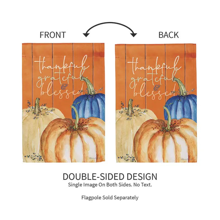 Evergreen Enterprises Thankful, Grateful, and Blessed Suede Garden Flags