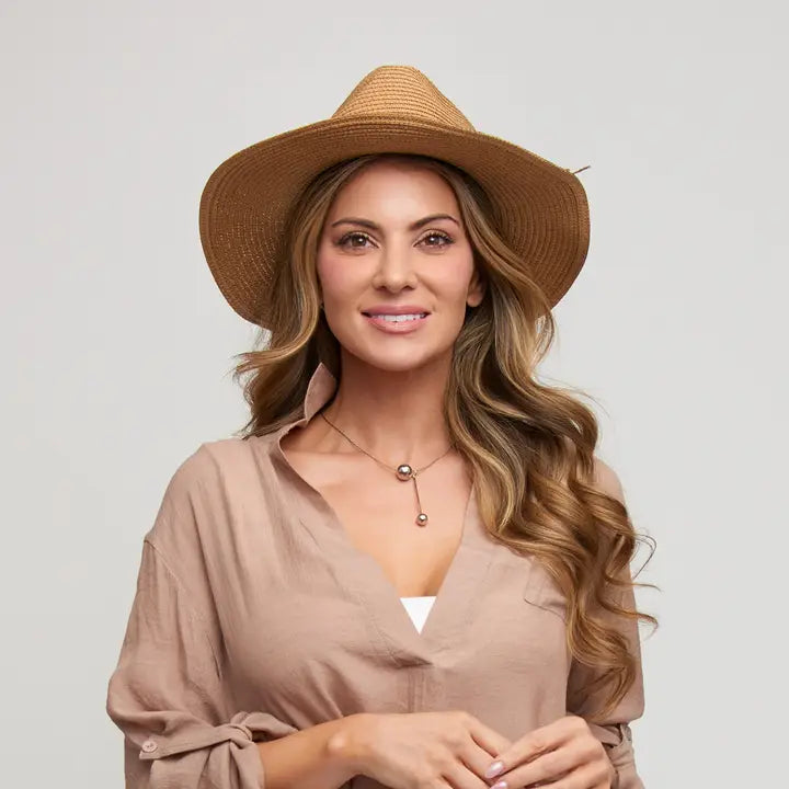 Fedora Hat Michela Leopard Print Brim Panama