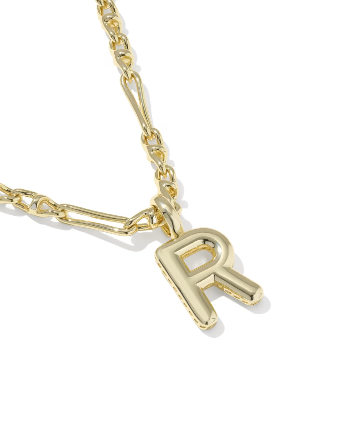 KENDRA SCOTT BUBBLE LETTER R SHORT PENDANT NECKLACE GOLD