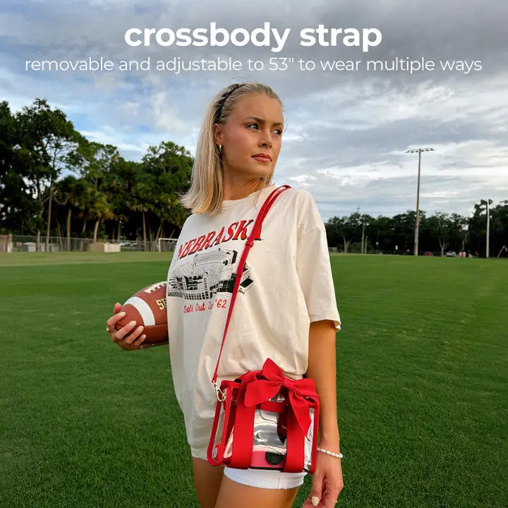 Case-Mate Clear Stadium Bag-Varsity Red Bow