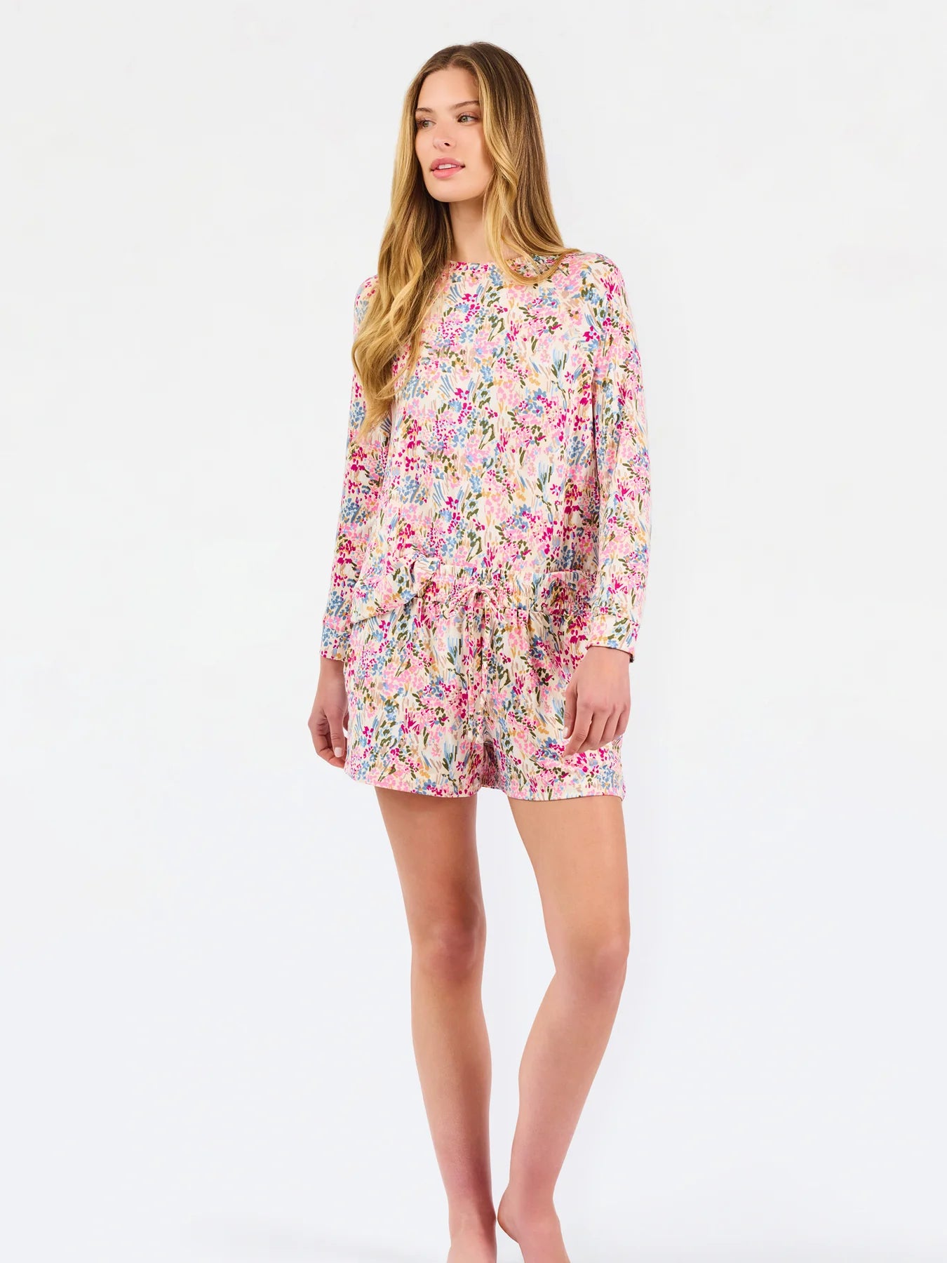 Mary Square Women's Annie Shorts Set | Autumn Meadow Pink