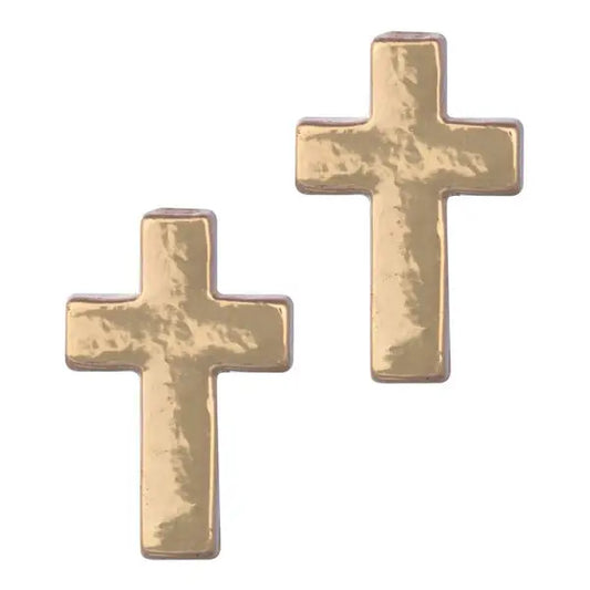 Laura Janelle Gold Small Cross Stud Earrings
