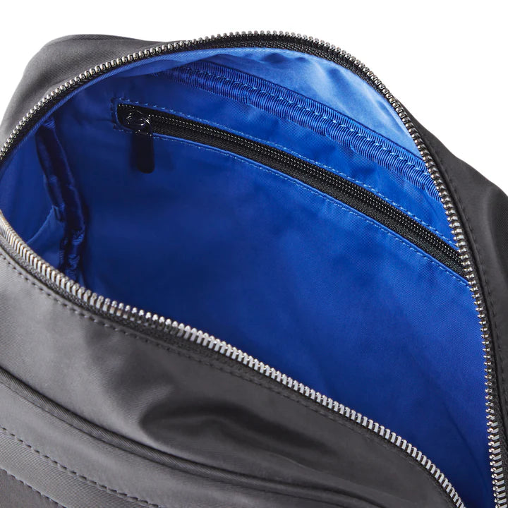 Kusshi Dopp Kit-Satin Black Fabric with Cool Blue Interior