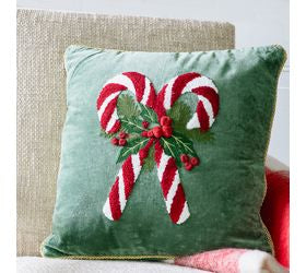 Pd HOME 18 X 18 VELVET CANDYCANE PILLOW