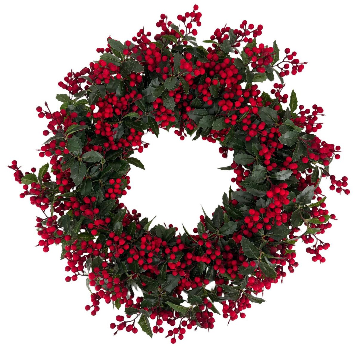 The Round Top Collection 24" Holly & Red Berry Wreath
