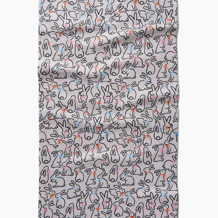 Geometry Playful Bunnies Tea Towel