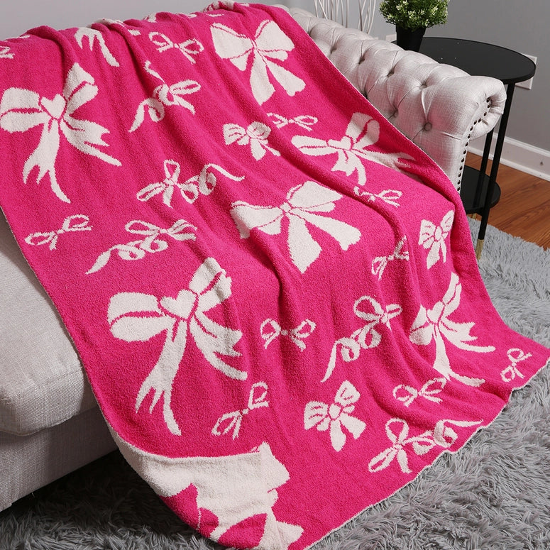 Ribbon Pattern Print Cozy Soft Throw Blanket