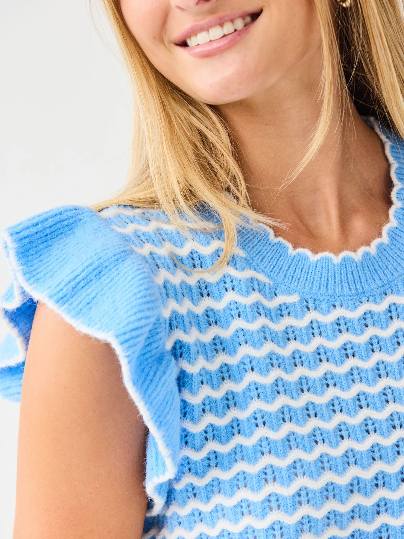 MARY SQUARE Sweater Oakley Blue White