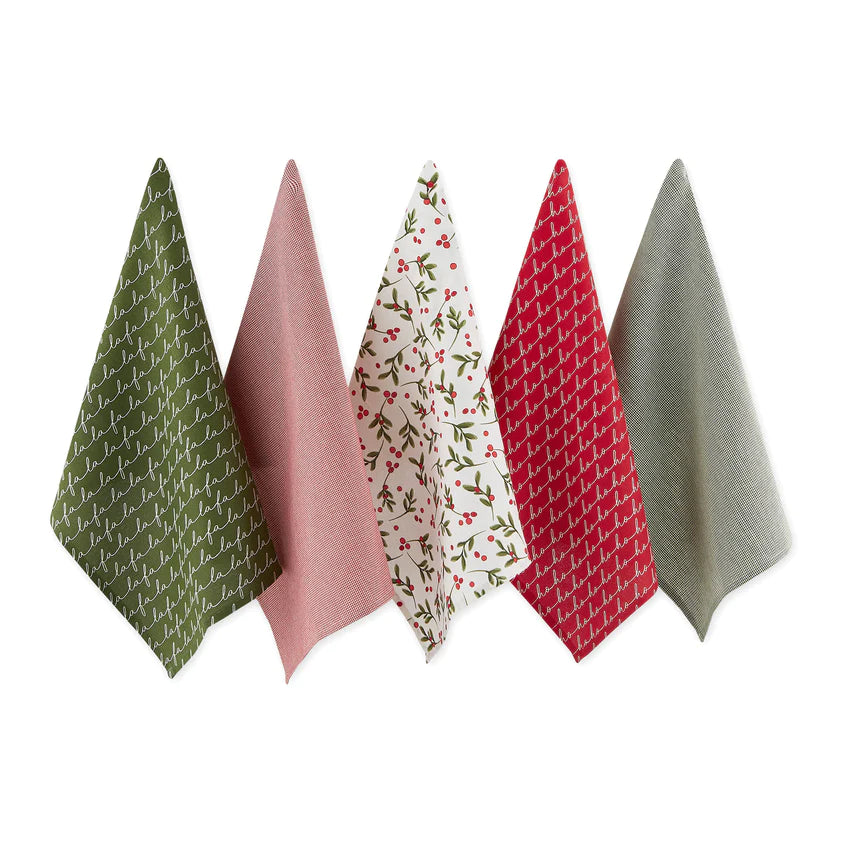 Design Imports Under The Mistletoe Christmas Dishtowels