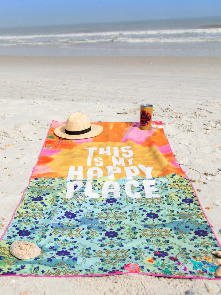 Natural Life Double-Sided Microfiber Beach Towel - Happy Place