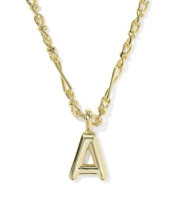 KENDRA SCOTT BUBBLE LETTER A SHORT PENDANT NECKLACE GOLD