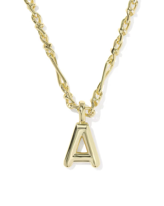 KENDRA SCOTT BUBBLE LETTER A SHORT PENDANT NECKLACE GOLD