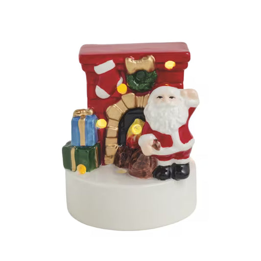 MUD PIE CHRISTMAS FIREPLACE LIGHT-UP SITTER
