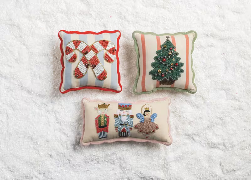 MUD PIE MINI CHRISTMAS TREE BEADED PILLOW