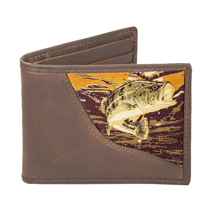 Zep-Pro Bass Men's Bifold Woven Patch Leather Wallet.