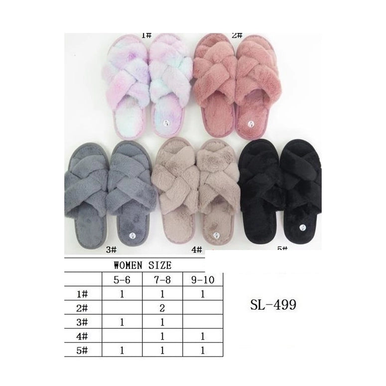 Love and Repeat Soft Tone Bow Cozy Indoor Open Toe Slipper