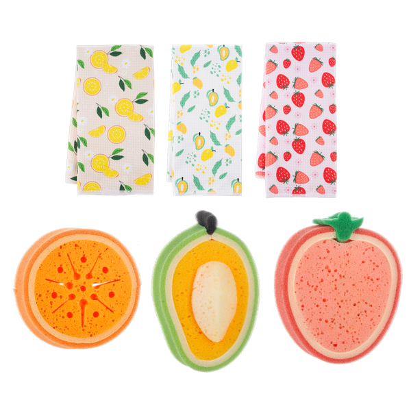 Fruit Sponge & Kitchen Towel Set