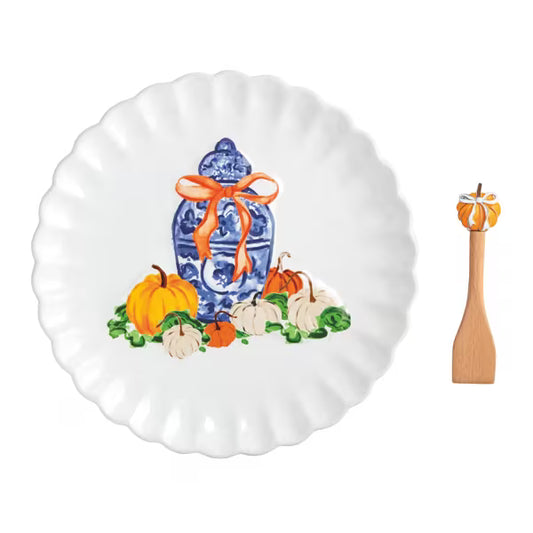 MUD PIE TOPIARY PUMPKIN COOKIE PLATE SET