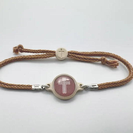 Versible Tap To Pray™ - Survivor Series Handmade Bracelets-Mocha + Cross