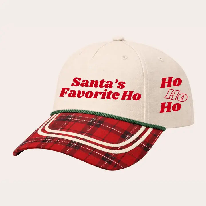 GRACE+ EMMA "Santa's Favorite Ho" On Tan Cap with Patch Work