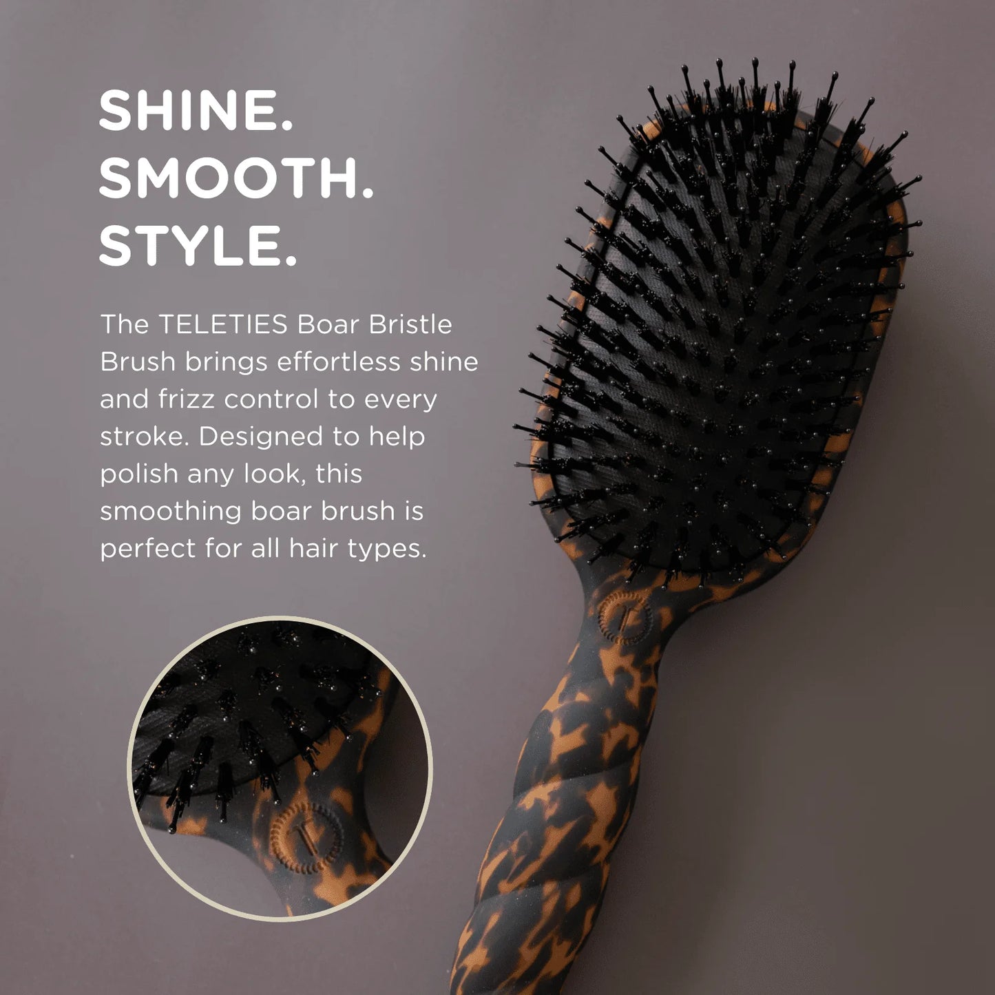 Boar Bristle Hair Brush | Tortoise Teletie