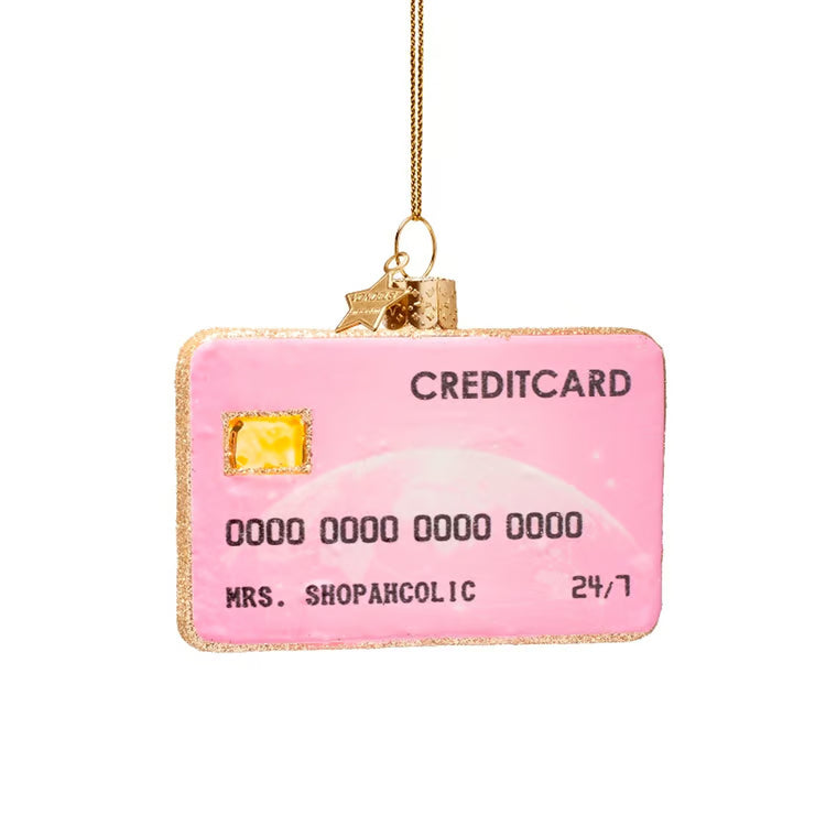 VONDELS Ornament glass pink opal credit card H2.75"