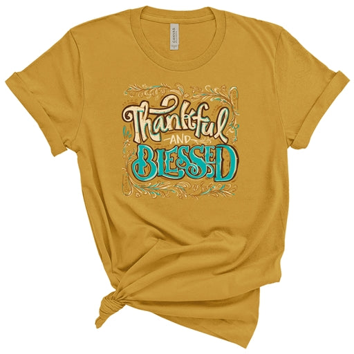 Southern Couture Premium Thankful and Blessed -Mustard