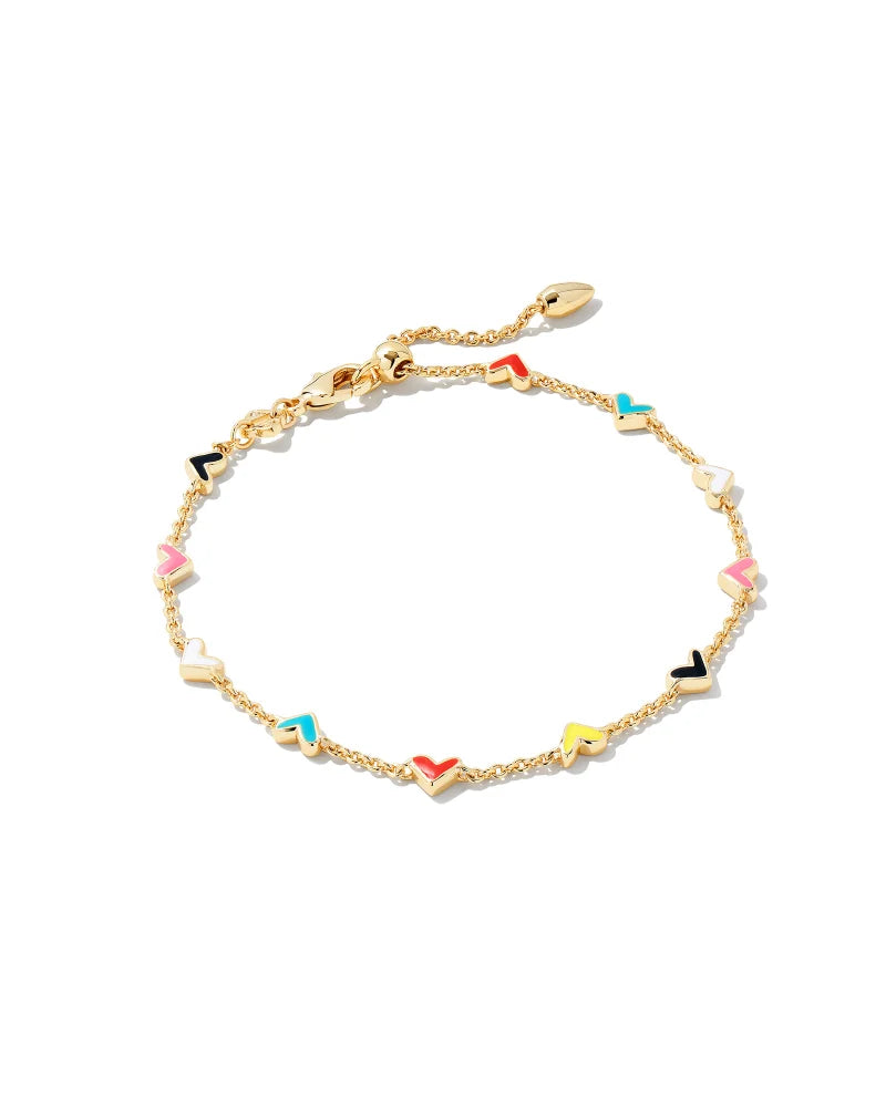 Kendra Scott Haven Heart Gold Chain Bracelet in Multi Mix