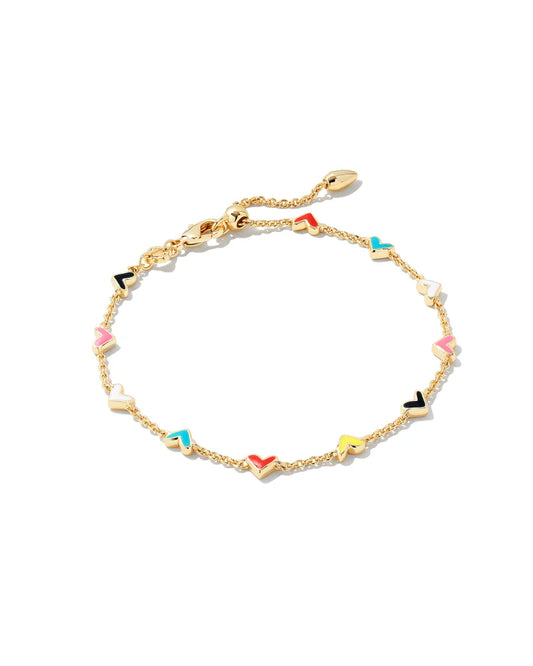 Kendra Scott Haven Heart Gold Chain Bracelet in Multi Mix