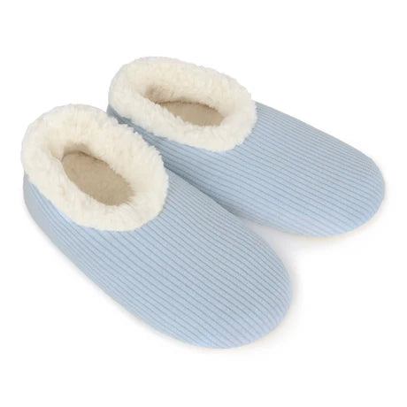 Snoozies! Womens Solid Corduroy Slipper With Memory Foam Sole Baby Blue